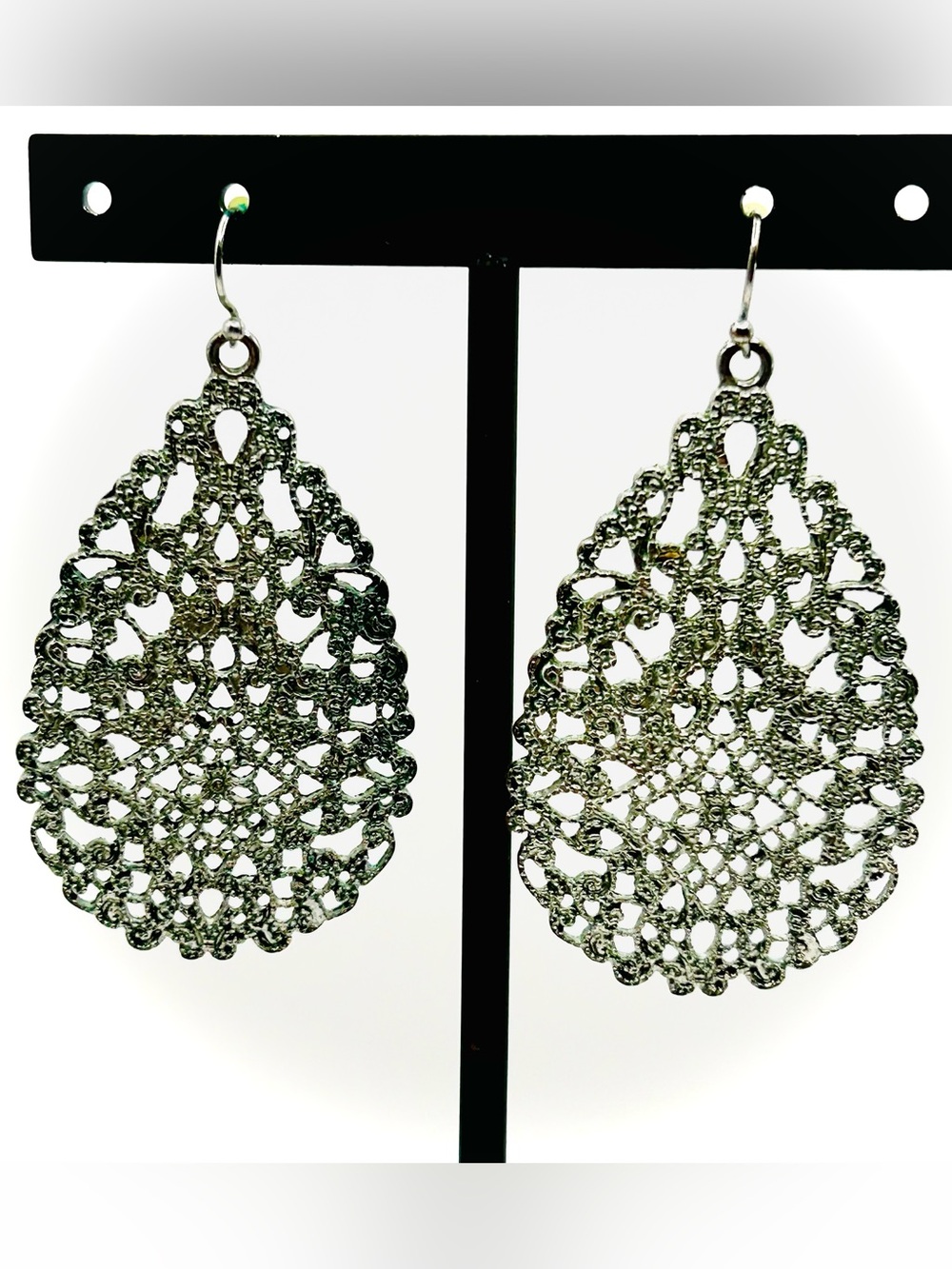 Filigree Teardrop Lacy Celtic Forest Fairycore Style Earrings